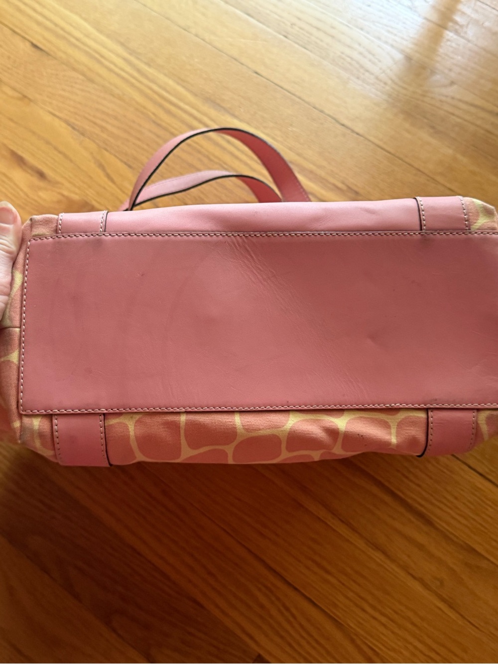 kate spade Pink Patterned Canvas & Leather Tote with Rose Trim - Picture 9 of 11